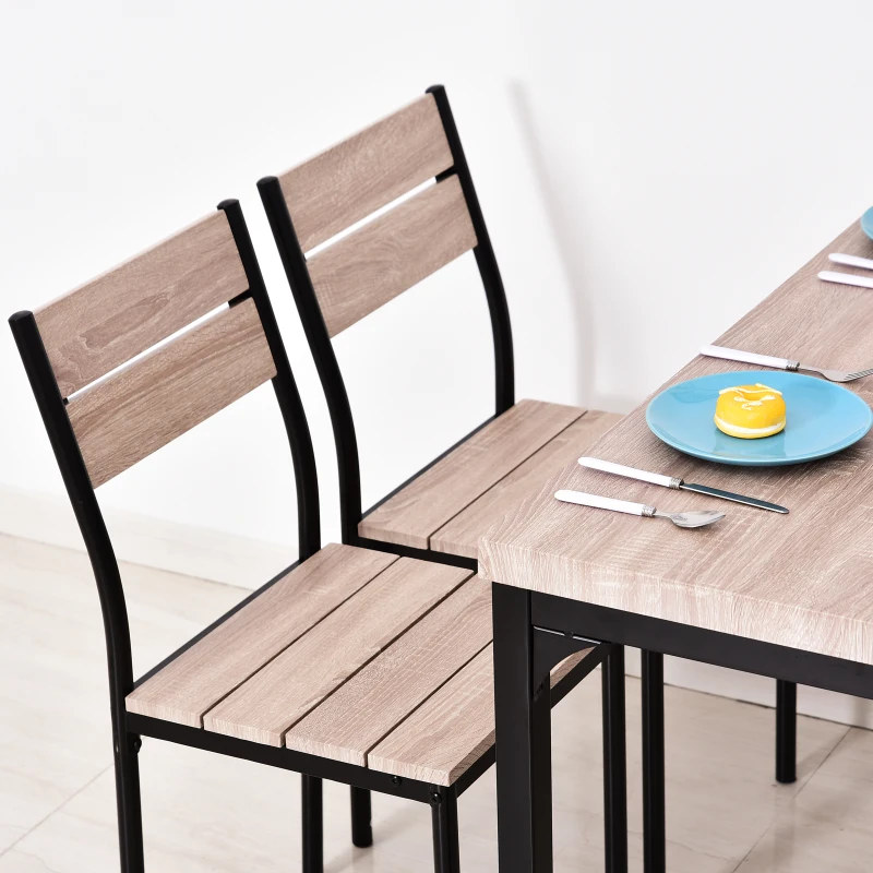 HOMCOM Table de salle à manger avec 4 chaises style industriel acier noir MDF coloris bois de chêne