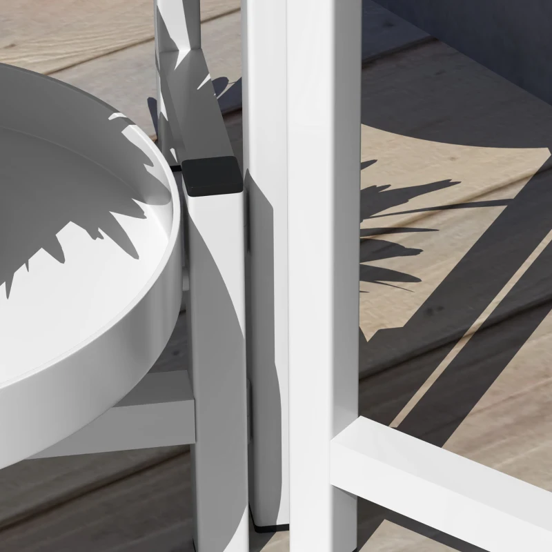 Outsunny Soporte para Plantas Plegable de Metal de 3 Niveles con 3 Estantes Redondos Soporte para Macetas 40x40x42 cm Blanco