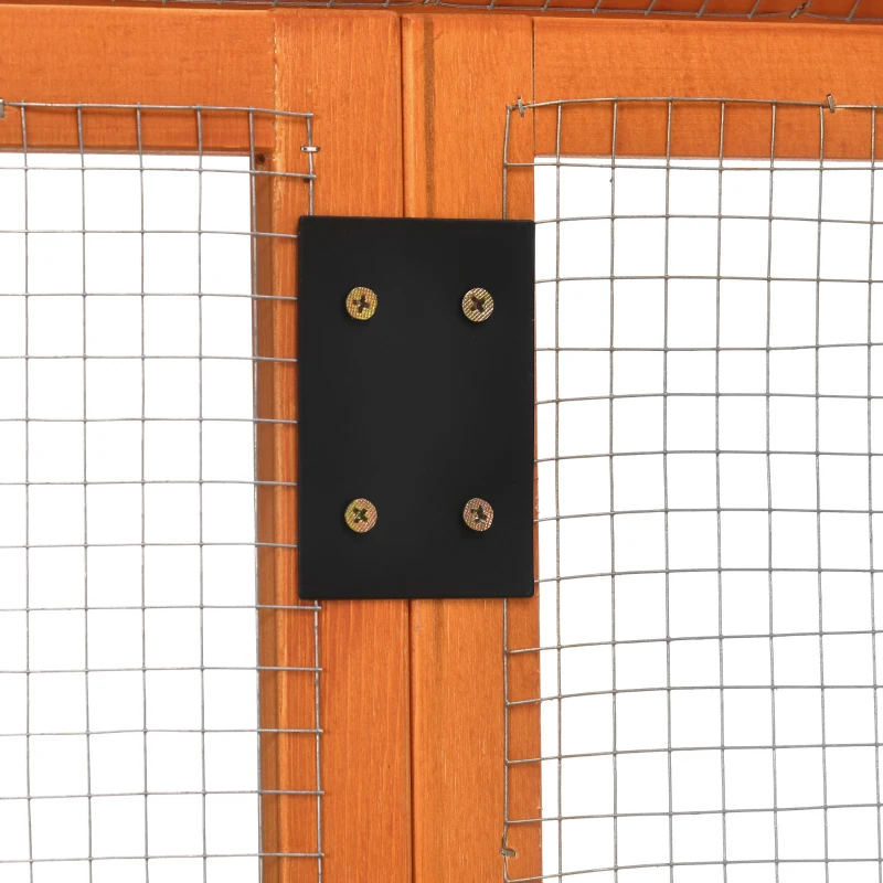 PawHut Gabbia per Galline in Legno con Porte Multiple e Rete in Metallo, 140x88.5x106cm, Arancione