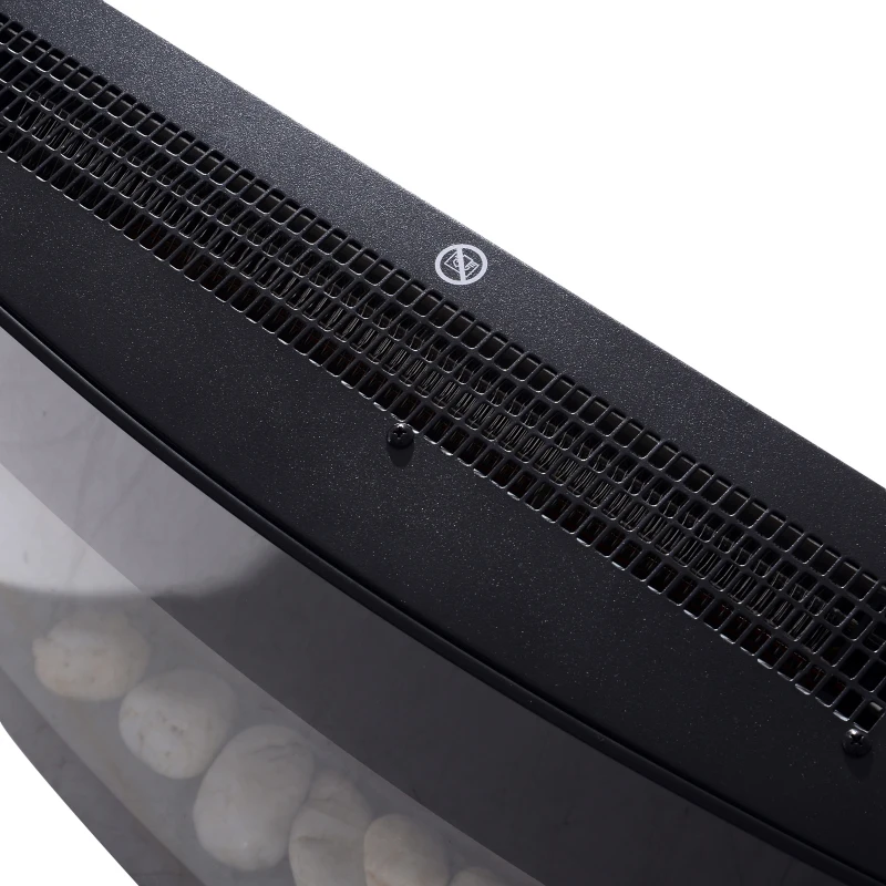 HOMCOM Cheminée Électrique Fixation au Mur Télécommande Température Réglable Éclairage LED Acier Inoxydable Noir