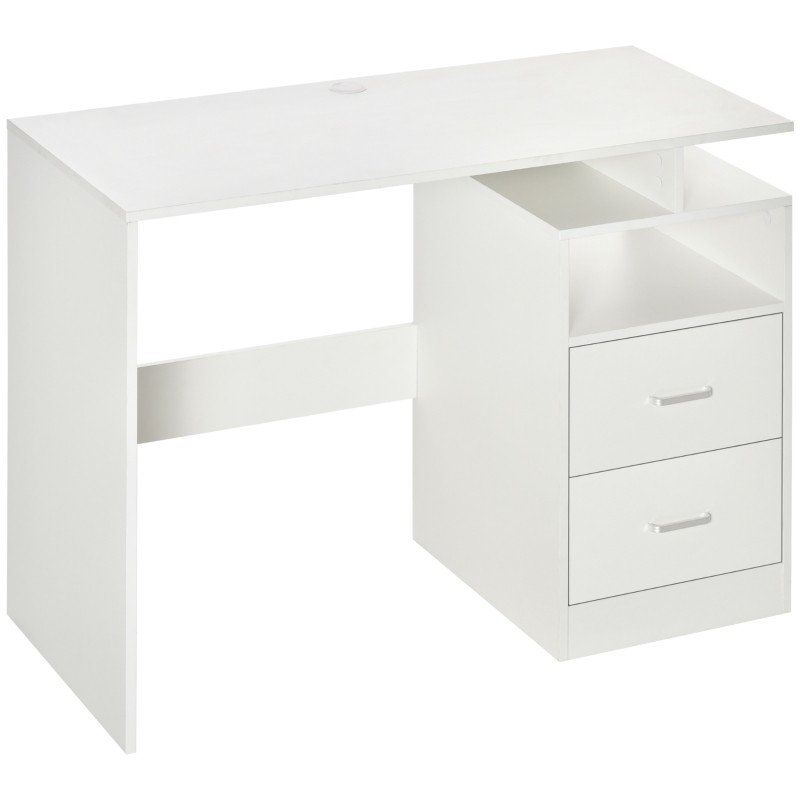 HOMCOM Scrivania PC Salvaspazio per Camera o Ufficio in Legno, 108x48x76cm - Bianco