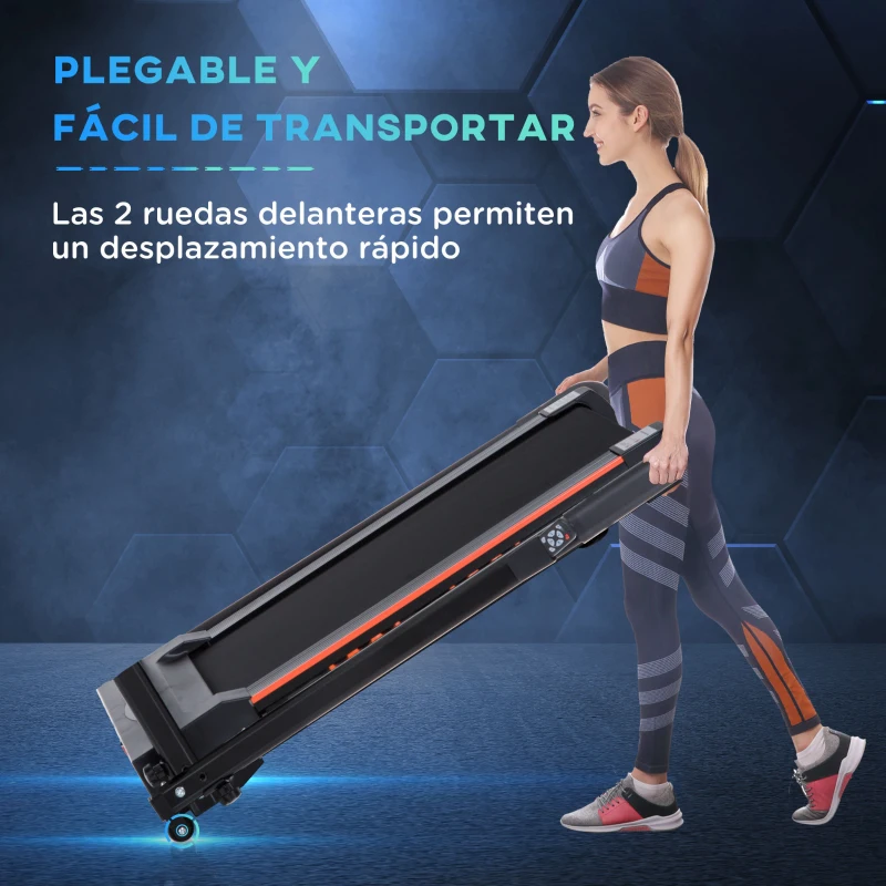 HOMCOM Cinta de Correr Plegable Cinta de Andar 1-6 km/h con Botón de Emergencia Pantalla LCD Control Remoto Potencia de Motor 500W Ahorra Espacio 105x56x108,5 cm Negro