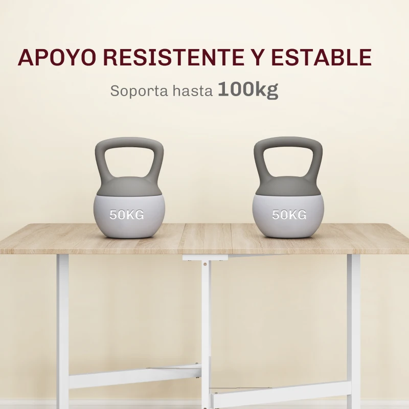 HOMCOM Mesa de Comedor Plegable para 4-6 Personas con Ruedas y Alas Abatibles Mesa Abatible para Cocina Salón 120x80x73cm Roble