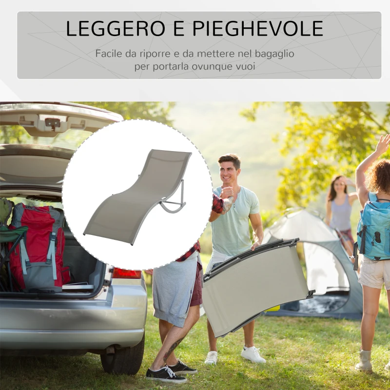 Outsunny Set 2 Sdraio da Giardino Pieghevoli, Lettino Prendisole in Alluminio e Textilene, 61x165x63cm