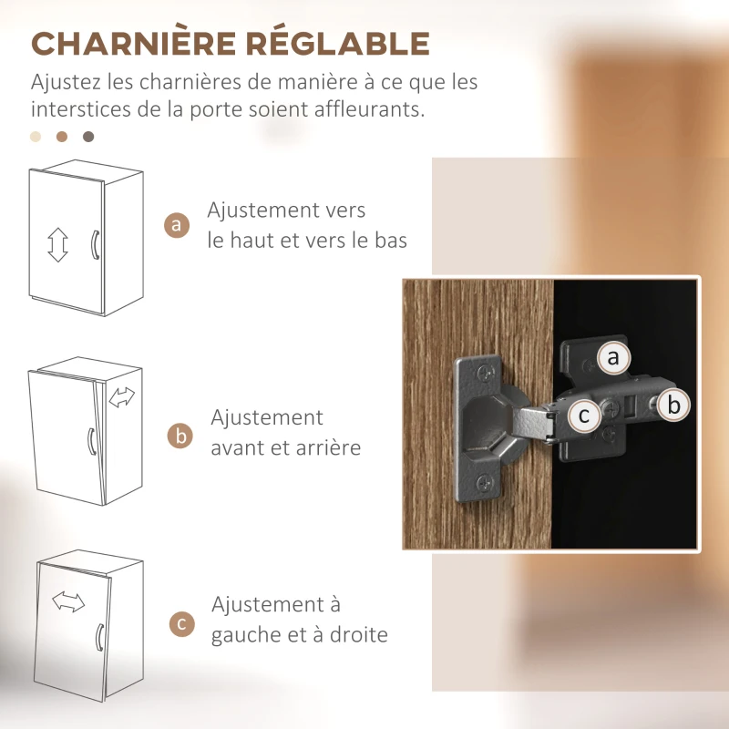 HOMCOM Armoire de cuisine Buffet meuble de rangement, 2 placards 4 portes 1 tiroir, passe-câbles 80L x 40P x 180H cm(m-7)