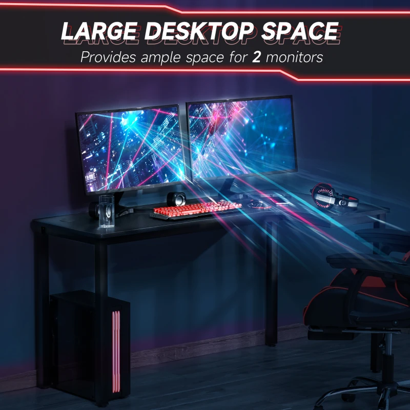 HOMCOM L-Shaped Gaming Desk, Computer Corner Desk, Home Office Workstation with Cable Management, 145 x 81 x 76cm, Black, Right