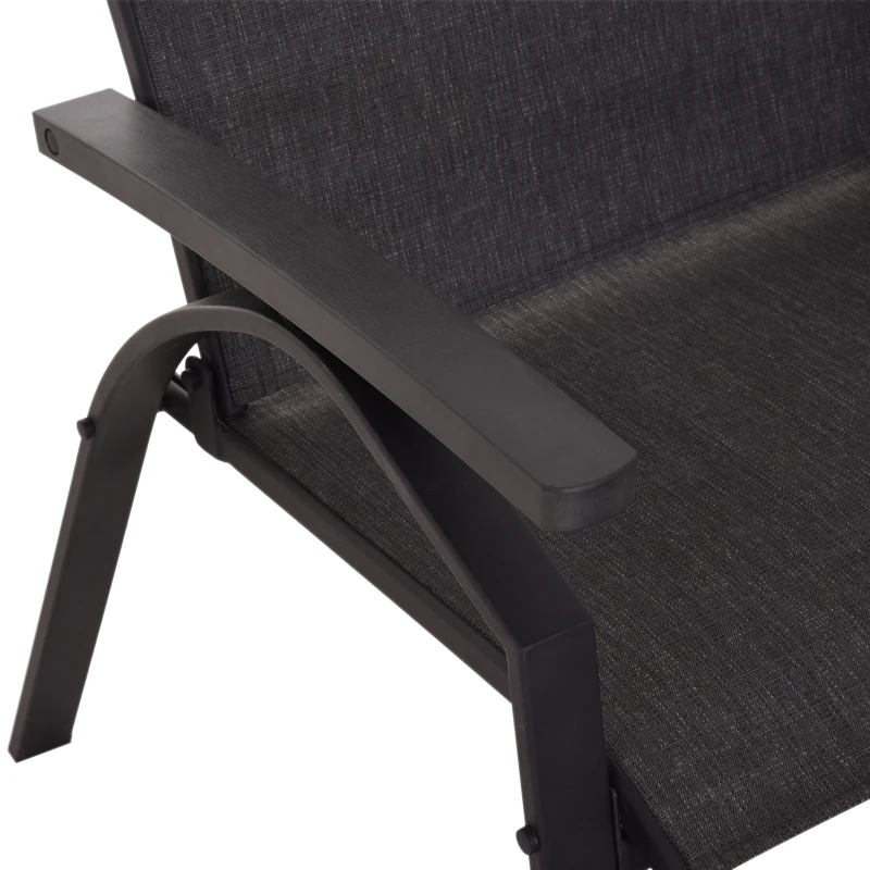 Outsunny Ensemble salon de jardin 5 pièces : 2 chaises longues inclinables, 2 repose-pied amovibles + table basse métal époxy textilène noir