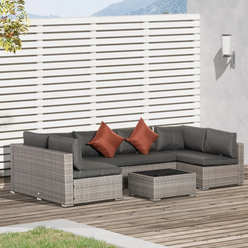Outsunny Set Salotto da Esterni 4 Pezzi con 3 Divani e 1 Tavolino da Caffè, in Rattan PE, Cuscini Inclusi