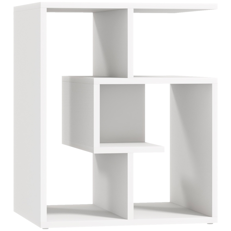 HOMCOM Mesita Auxiliar Mesa Auxiliar Blanca Mesa de Centro con Estantes de Almacenamiento para Salón Dormitorio 45x40x55 cm