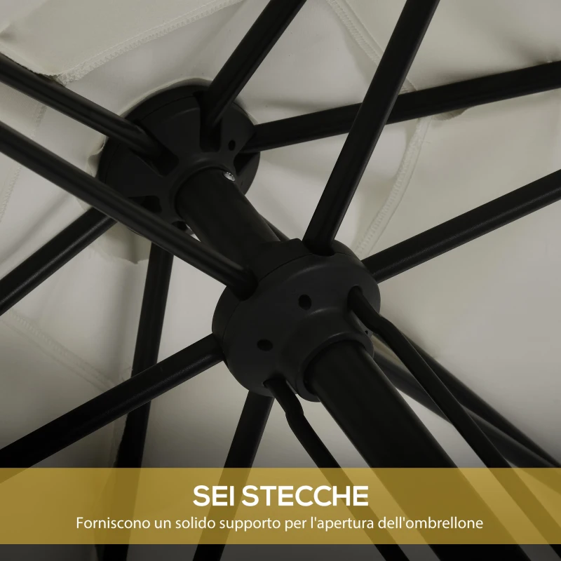 Outsunny Parasol de jardin inclinable à poussée manuelle avec aération en métal polyester haute densité 180g/m² gris clair