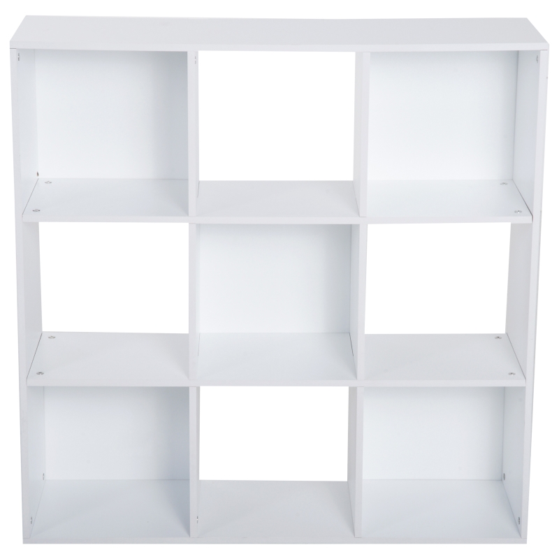 HOMCOM 3-tier 9 Cubes Storage Unit Particle Board Cupboard Bookcase Organiser Home Office Shelves, White