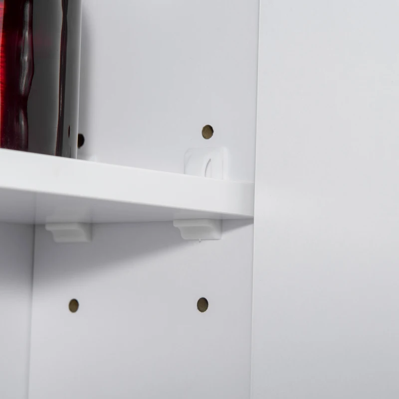 kleankin Armadietto Specchiera da Bagno con 3 Armadietti, 3 Ripiani e Luce LED, 90x15x65 cm, Bianco