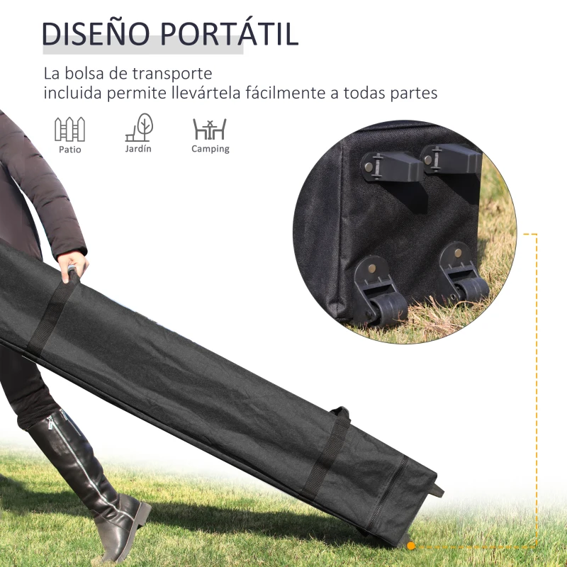 Outsunny Carpa Plegable 3x3 m con Altura Ajustable de 3 Niveles Cenador de Jardín con 4 Paredes Extraíbles 2 Ventanas 4 Sacos de Arena y Bolsa de Transporte Gazebo para Exterior Camping Azul