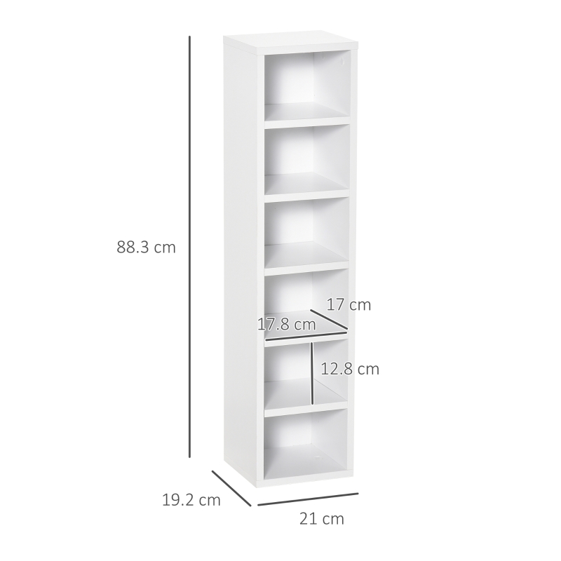HOMCOM Libreria Scaffale porta CD set 2 Pezzi a 12 Ripiani in Legno, 21x19.2x88.3 cm, Bianco