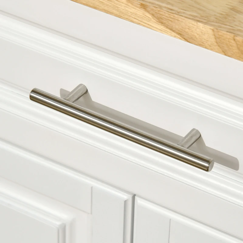 HOMCOM Carrello da Cucina Espandibile in Legno Bianco Cassetto, Armadietto, Portasciugamani e 4 Ruote 119.6x45.7x91.2cm