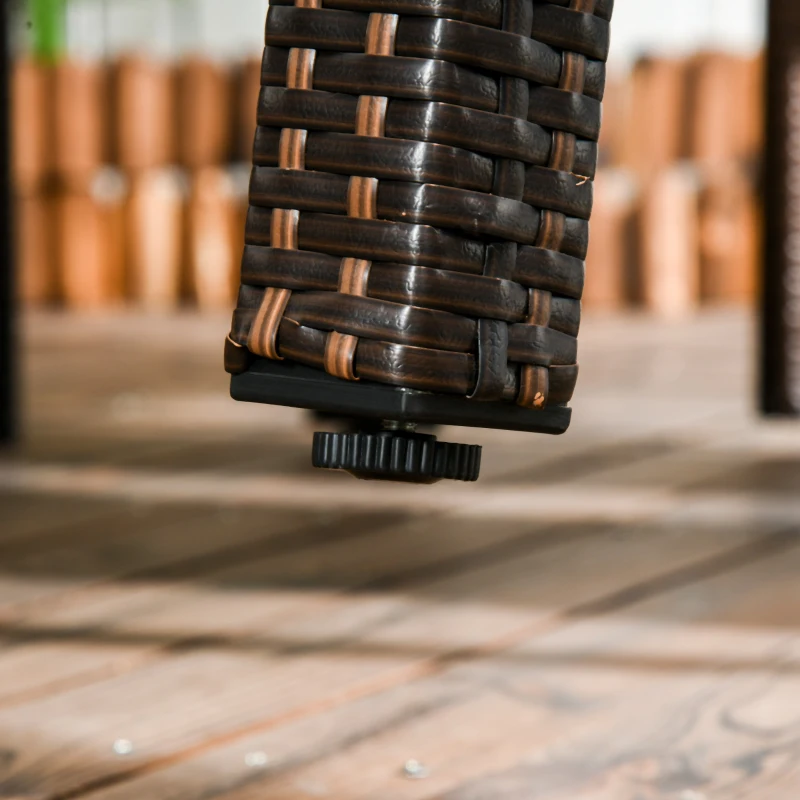 Outsunny Set da Esterni in Rattan PE con Tavolo e 4 Sedie con Cuscini, Marrone