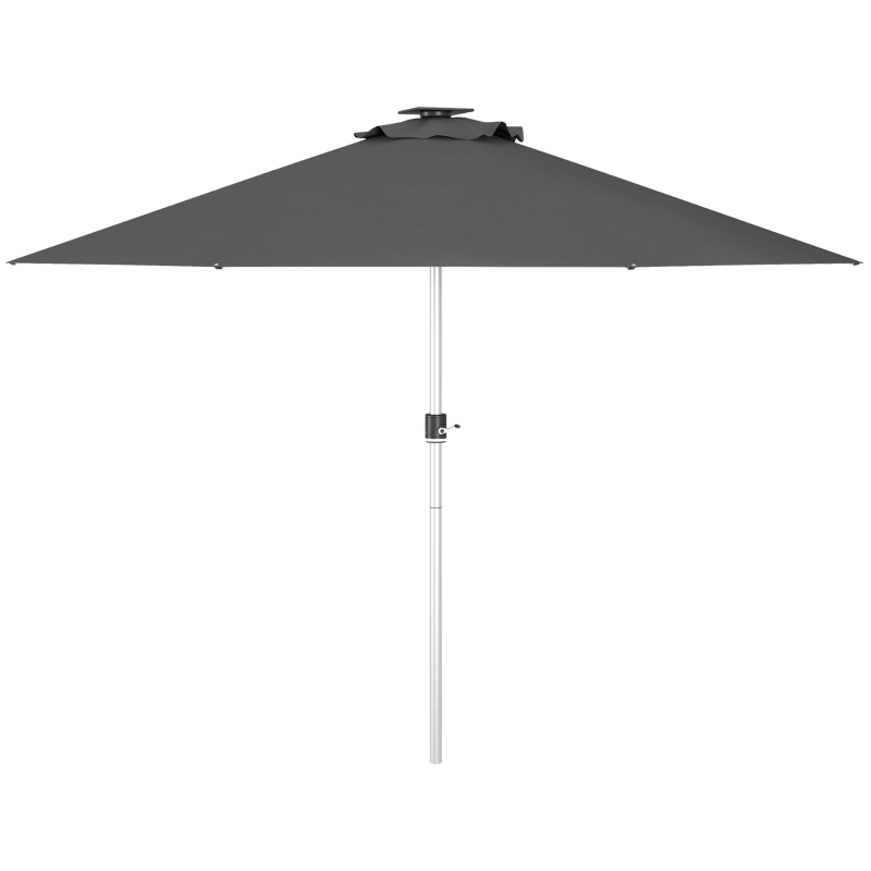 Outsunny 3m Parasol, with Solar-Powered LED Lights - Grey