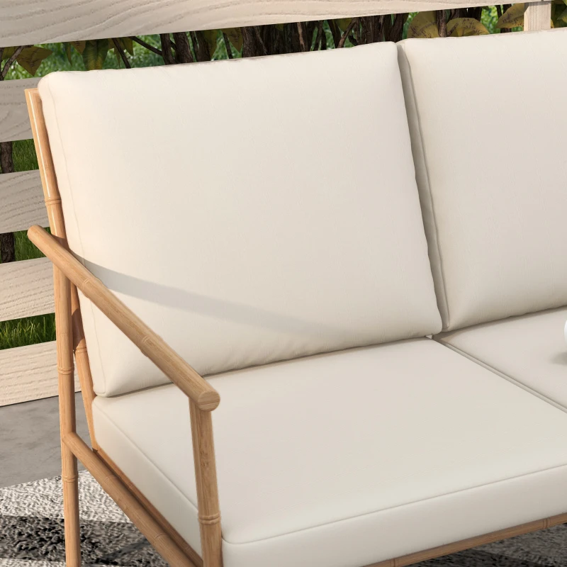 Outsunny Salon de jardin 5 pièces 4 personnes canapé 2 places 2 table basse et 2 fauteuils avec coussins cadre en acier