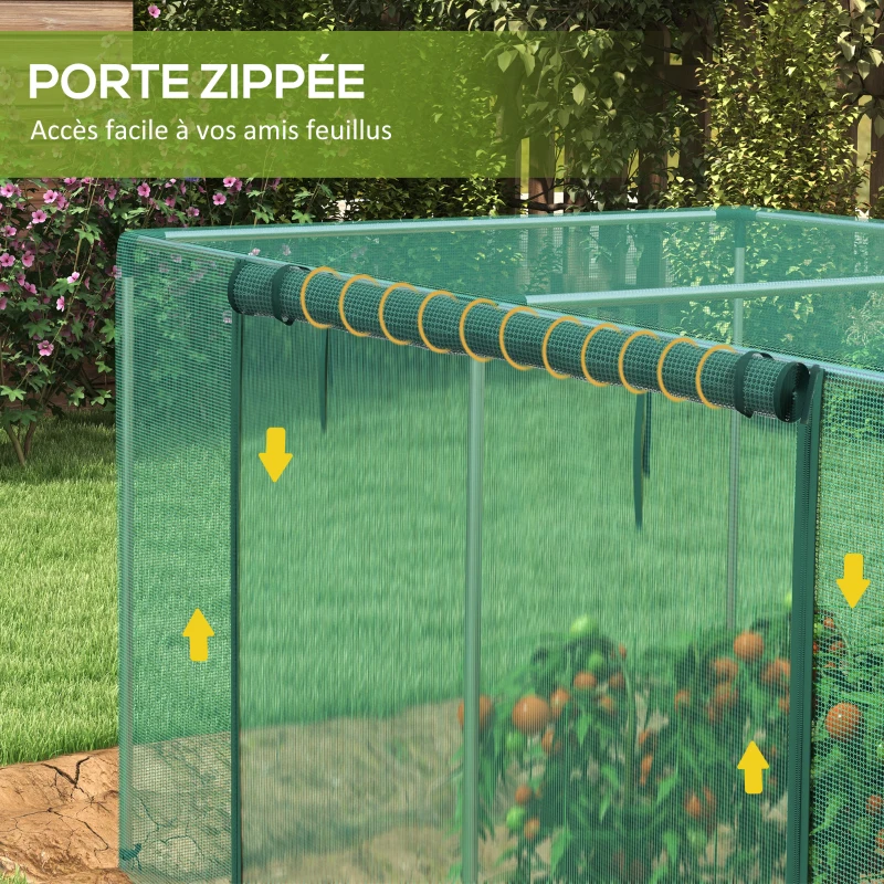 Outsunny Serre de jardin cage de culture pour plantes de jardin porte zippée tubes en acier galvanisé 240 x 120 x 110 cm vert