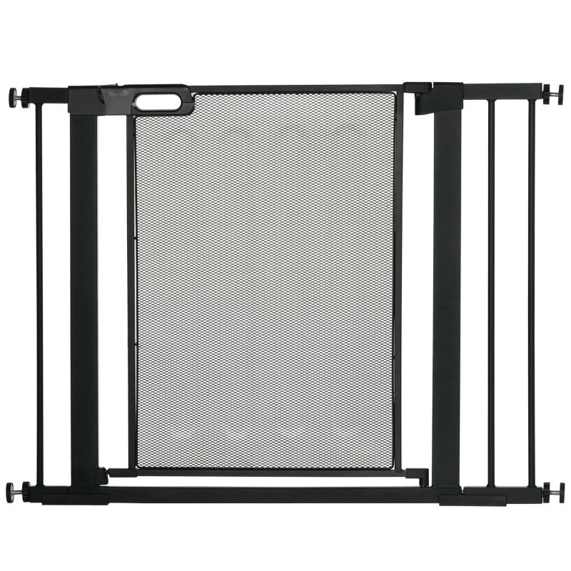 PawHut Barrière de sécurité pour animaux domestique avec fermeture automatique double verrouillage largeur 75-103 cm noir
