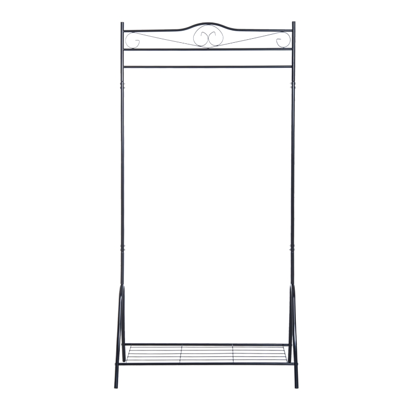 HOMCOM Portant penderie à vêtements sur pied style néo-rétro fer forgé étagère chaussures intégrée noir