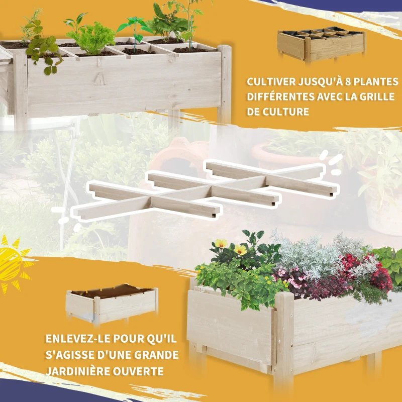 Outsunny Jardinière sur Pied - Potager sur roulettes - étagère, Tablette Rabattable, Inserts d'irrigation, Feutre de Drainage