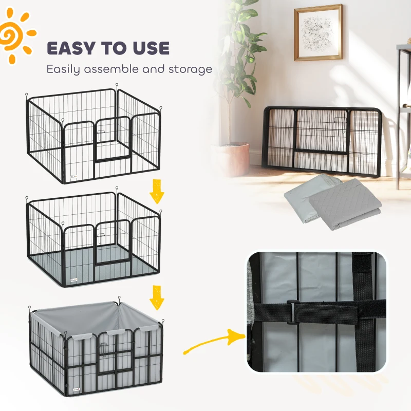 PawHut Steel Dog Whelping Box with Washable Whelping Pad, Wind-Resistant Cloth, for Small, Medium Dogs, 102 x 102 x 60cm