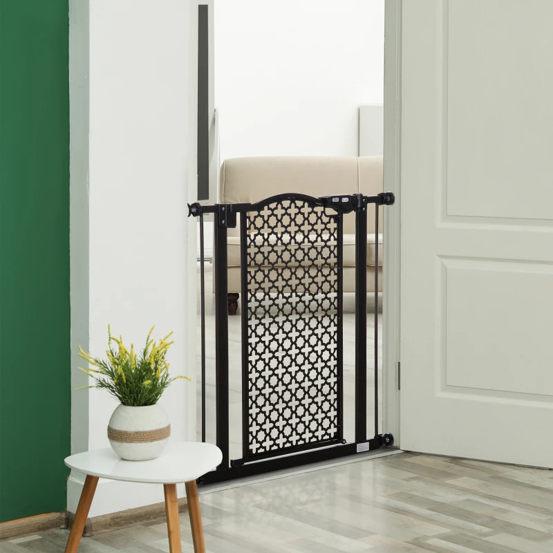 PawHut 74-80 cm Pressure Fit Safety Gate for Doorways and Staircases, Dog Gate, Pet Barrier for Hallways with Auto Close, Double Locking