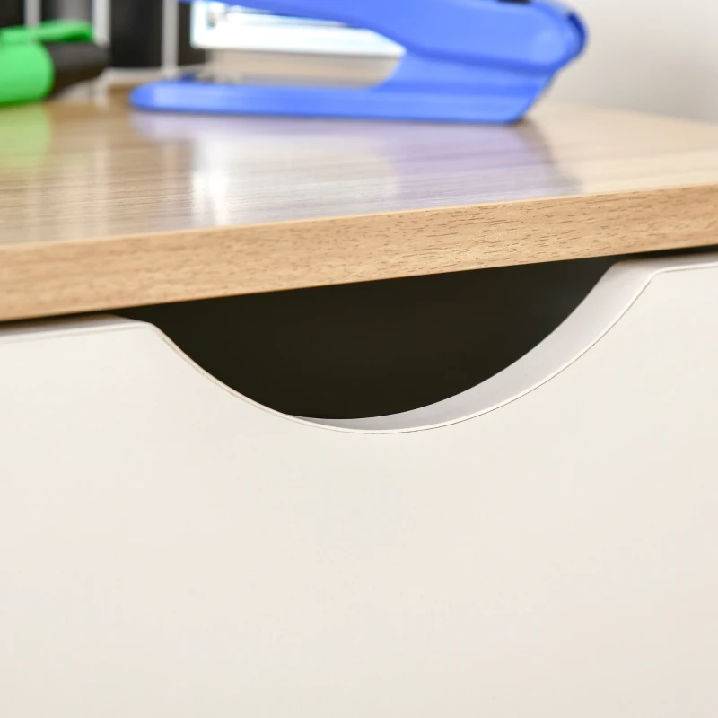 HOMCOM Caisson de bureau rangement bureau sur roulettes 3 tiroirs coulissants dim. 34L x 40I x 60,5H cm MDF blanc bois clair