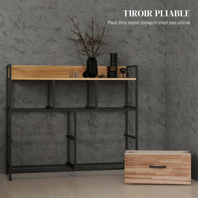 HOMCOM Commode 7 tiroirs meuble de rangement tiroir en tissu pliant - structure acier noir - 98 x 29 x 85 cm