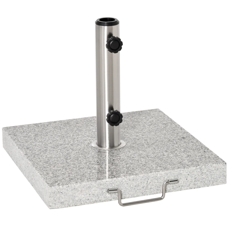 Outsunny Base de Sombrilla Exterior Universal 25 kg de Mármol con 2 Ruedas y Asa de Transporte Tubo de Ø35/38/48 mm Soporte de Parasol para Jardín Balcón Patio 40x40x36 cm Gris