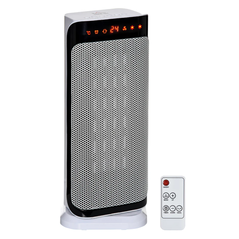 HOMCOM 2000W Electric Heater, PTC Ceramic Portable Fan Heater with Overheating & Tip-Over Protection, 8H Timer, 45° Oscillating Heater for Home, Office, Study, Bedroom