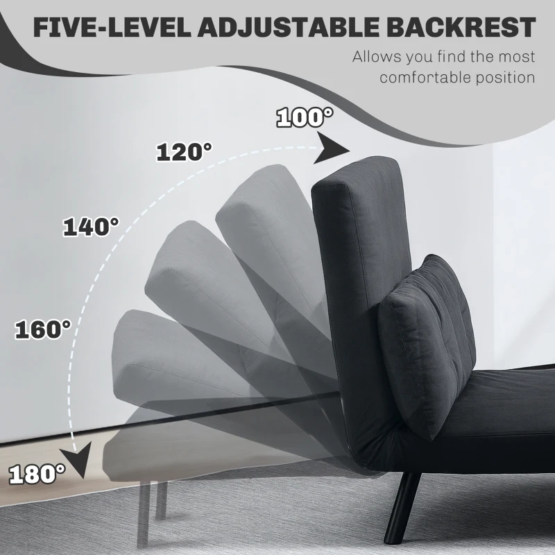 HOMCOM 4-in-1 Velvet-Feel Double Sofa Bed, with Pillows - Black