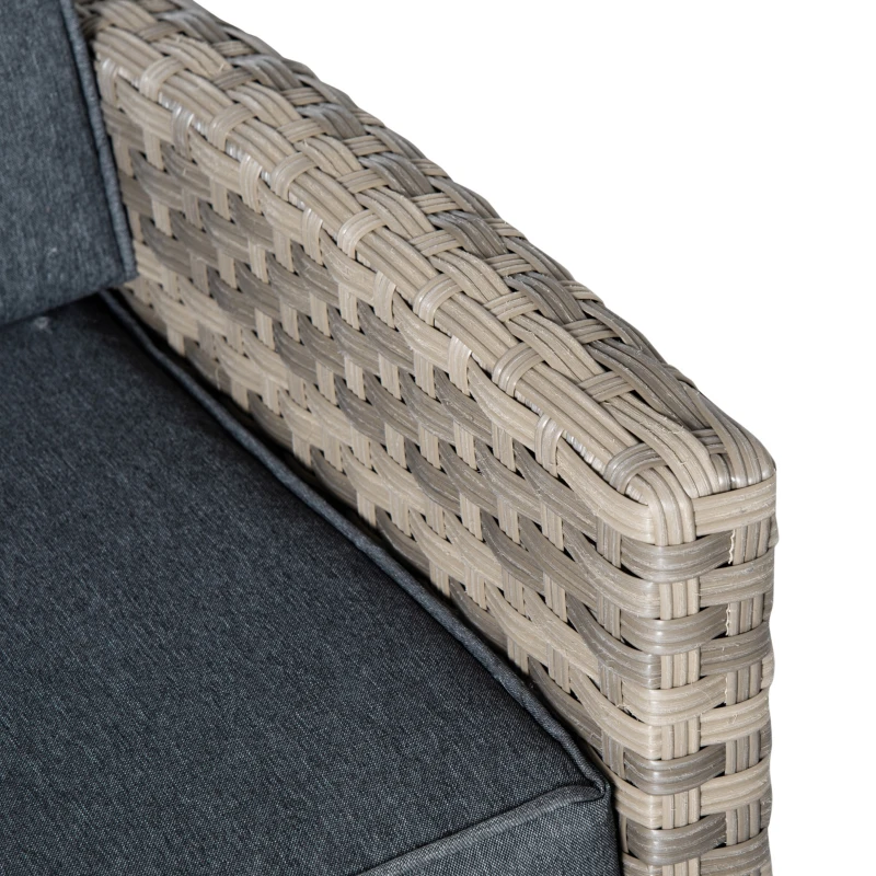 Outsunny Set Salotto da Giardino in Rattan PE con Divano 3 Posti, 2 Poltrone, 2 Sgabelli e Tavolo, Grigio