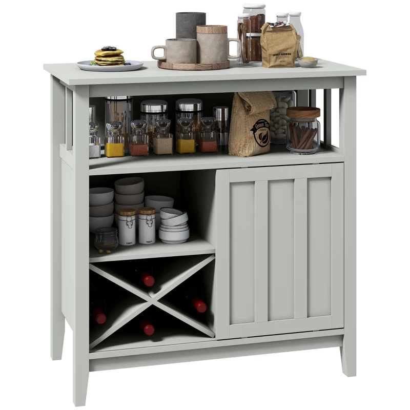 HOMCOM Meuble buffet avec range bouteille, porte coulissante, 2 rangées porte-verre et niche ouverte 80L x 40l x 82H cm