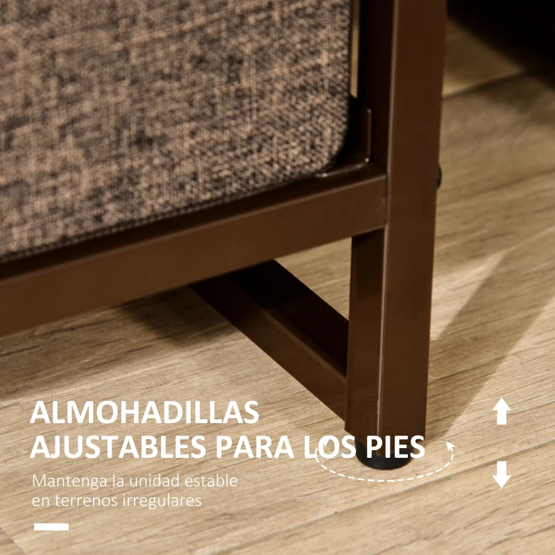 HOMCOM Cómoda para Dormitorio con 7 Cajones Plegables Parte Superior de Madera y Marco Metálico 80x29x78,5 cm Multicolor