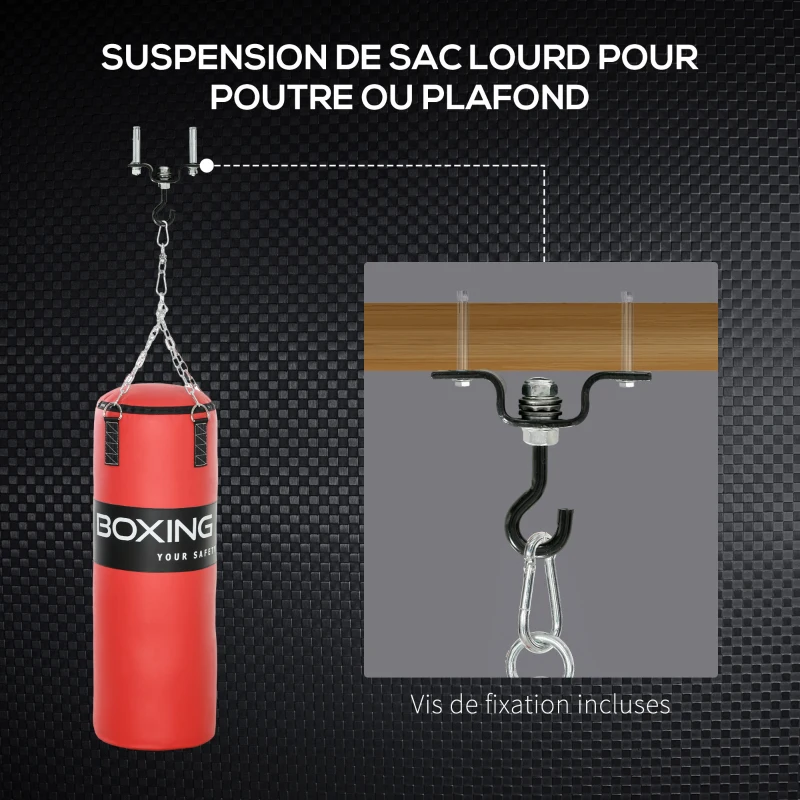SPORTNOW Sac de frappe suspendu adulte poing 20kg avec chaîne en Acier à 4 Points et mousquetons, gants inclus