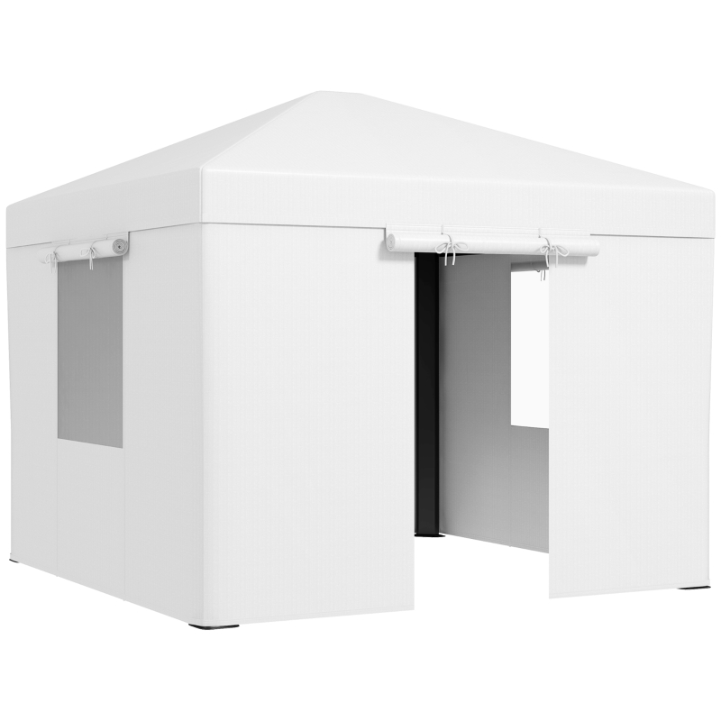 Outsunny Copertura per Gazebo 3x3 m in PE Impermeabile con Porte a Cerniera e Finestre, Bianco