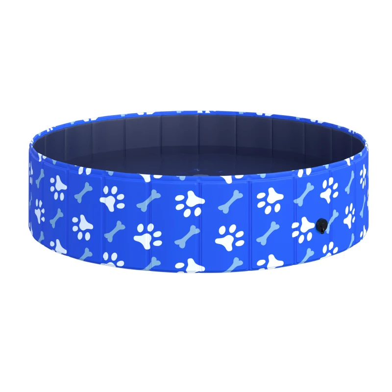 PawHut Piscina Rigida per Cani Taglia Media 65kg in Plastica Dura e Antiscivolo per Giardino o Interni, Blu Φ120x30cm
