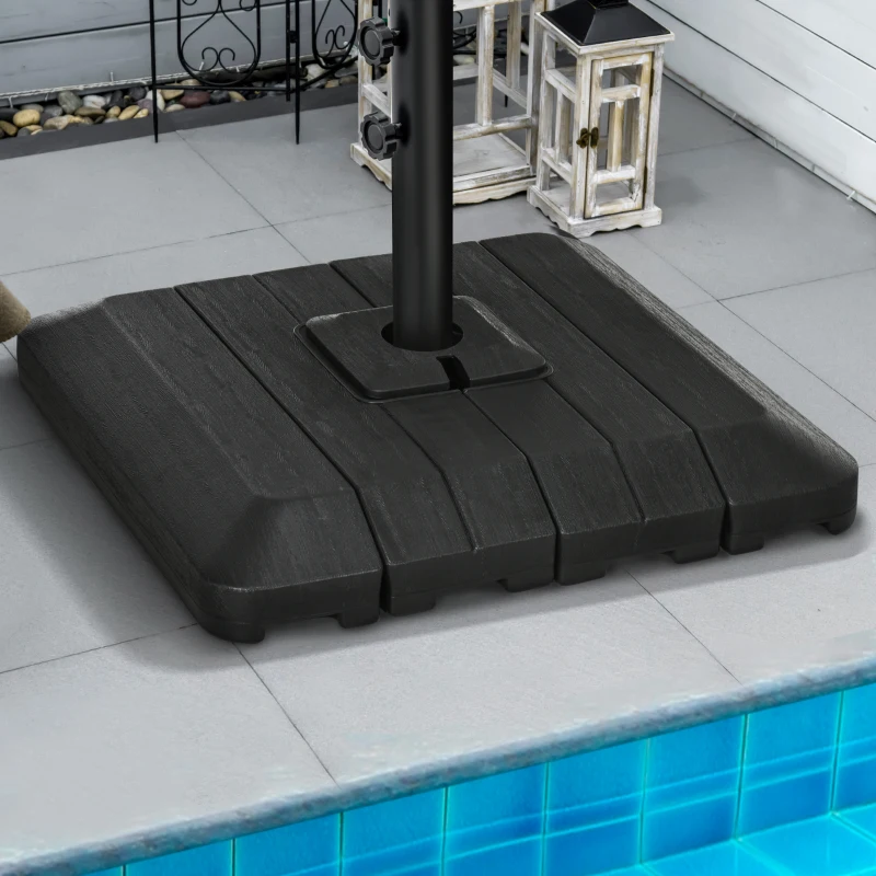 Outsunny Pesos para Base de Sombrilla en Cruz  4 Piezas Rellenables con 100 kg Agua o 135 kg Arena 98x98x18,5 cm Negro