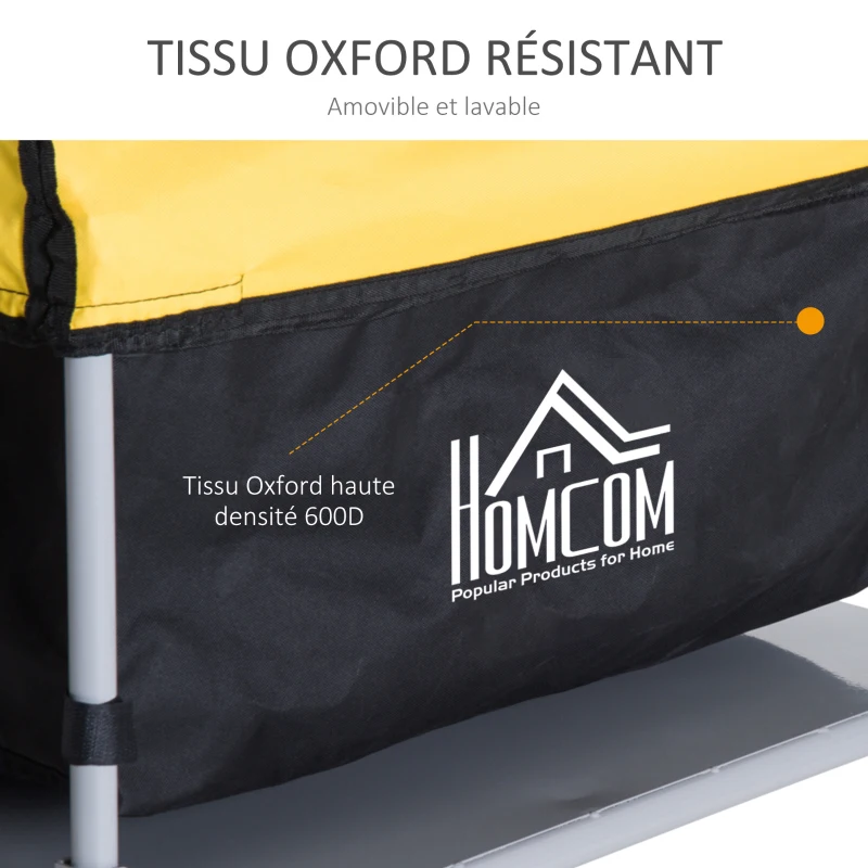 HOMCOM Remorque de transport vélo cargo capacité 70 L barre d'attelage incluse housse amovible 4 réflecteurs charge max. 40 Kg noir jaune