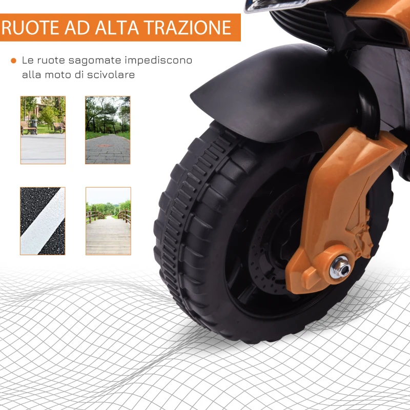HOMCOM Moto Elettrica per Bambini 18-48 Mesi con Fari e Clacson, in PP e Metallo, 88.5x42.5x49 cm, Arancio