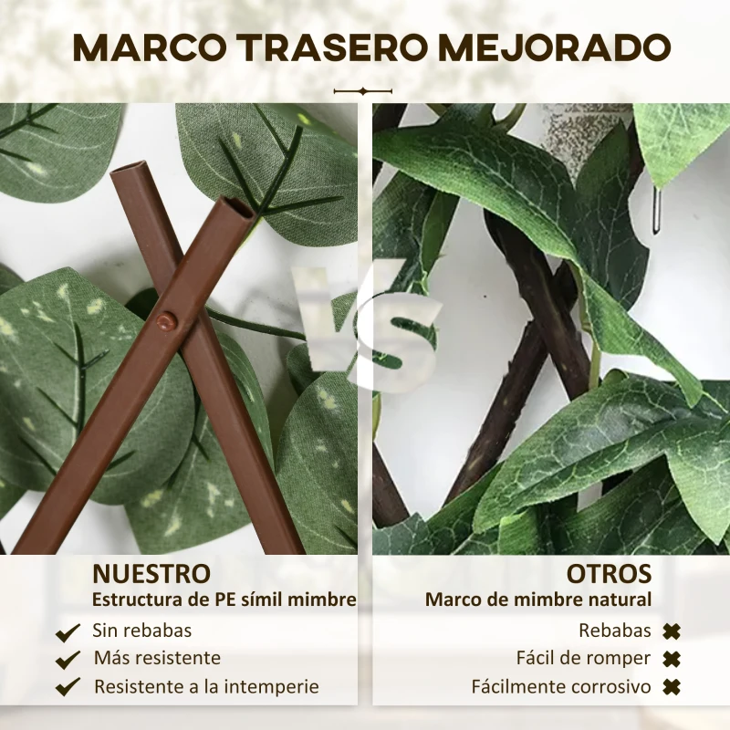 Outsunny 2 Seto Artificial Decorativo 2x1 m Cada Pieza Seto Artificial de Seda Extensible con Anti- UV Decoración Jardín Verde