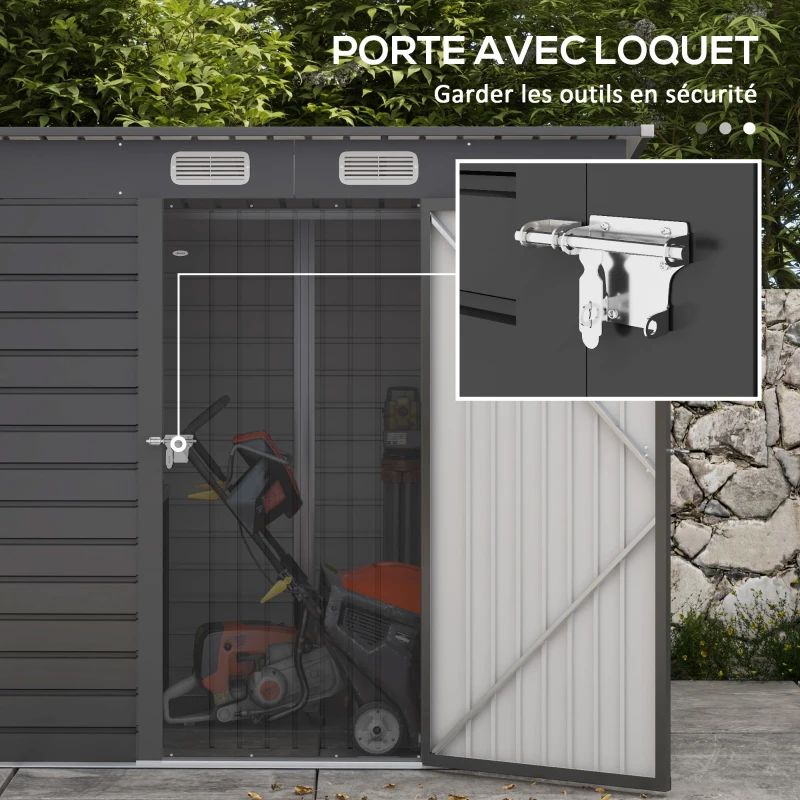 Outsunny Abri de jardin 2,3m² - pour Outils - cabanon Porte verrouillable - dim. 191L x 130P x 166,5-183H cm - acier