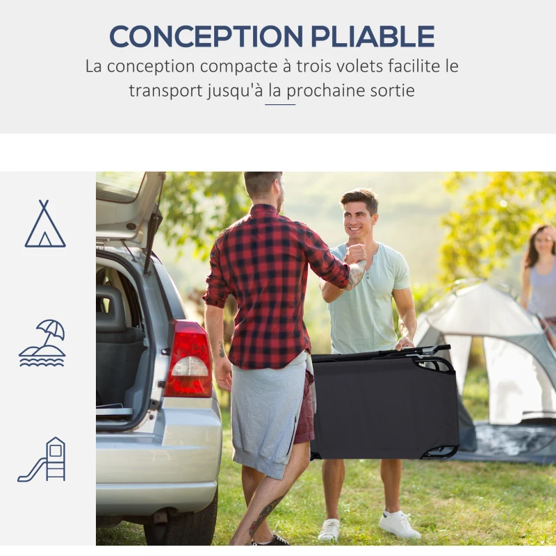 Outsunny Lot de 2 Bains de Soleil Pliable transat inclinable 4 Positions Chaise Longue de Lecture 3 Coussins fournis Noir