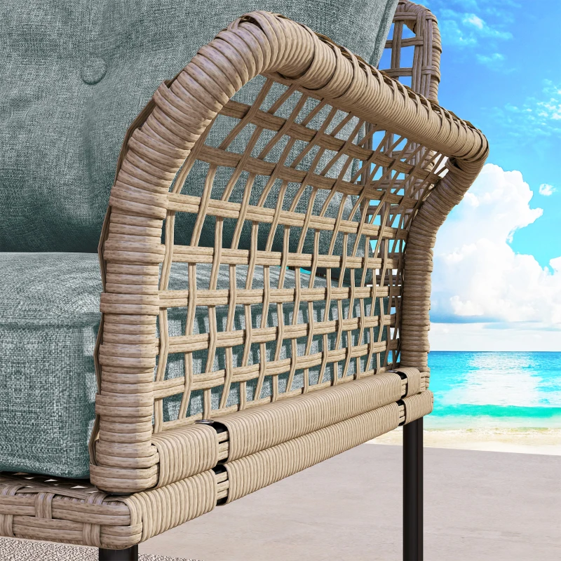 Outsunny Set da Giardino 5 Pezzi in Rattan con 2 Sedie Laterali, Sedia Centrale e 2 Sgabelli/Tavolini da Caffè