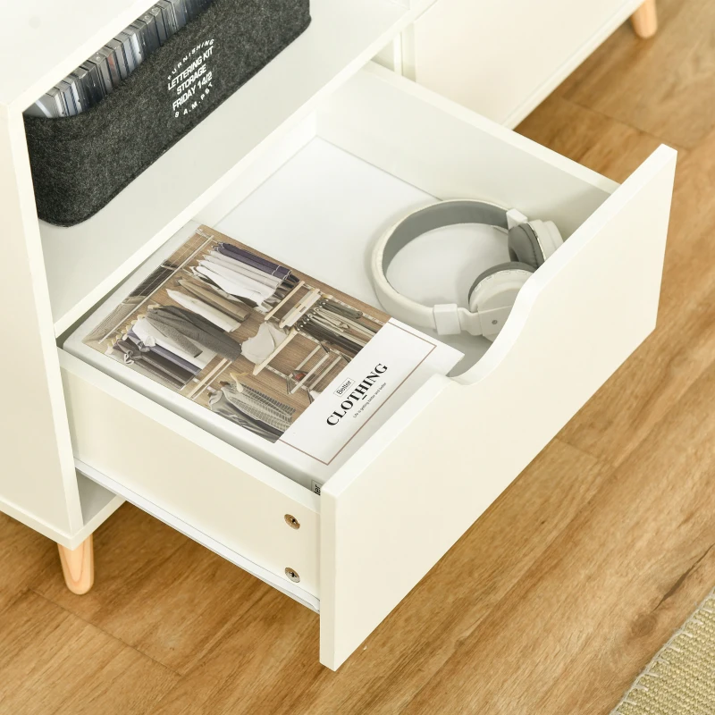 HOMCOM TV Stand Cabinet for TVs up to 42", Modern TV Unit with Shelf, Drawers and Storage Cabinet, Entertainment Center for Living Room, White