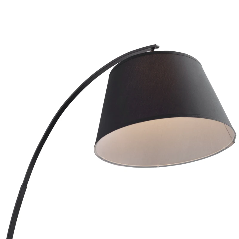 HOMCOM Lampada da Terra ad Arco con Paralume in Tessuto e Piantana Rotonda, 100x43x177cm, Nero