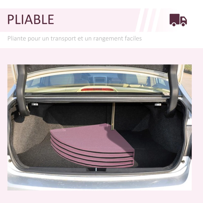 HOMCOM Tapis de pole dance pliable - pole dance mat - tapis de protection Ø 150 cm épaisseur 5 cm - revêtement plastique rose