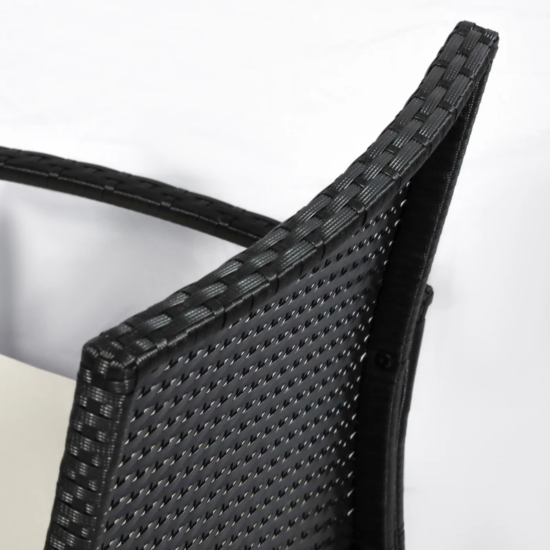 Outsunny Set da Giardino 4 Pezzi in Rattan PE con Tavolino da Giardino, 2 Poltroncine e Divano 2 posti, Nero e Crema